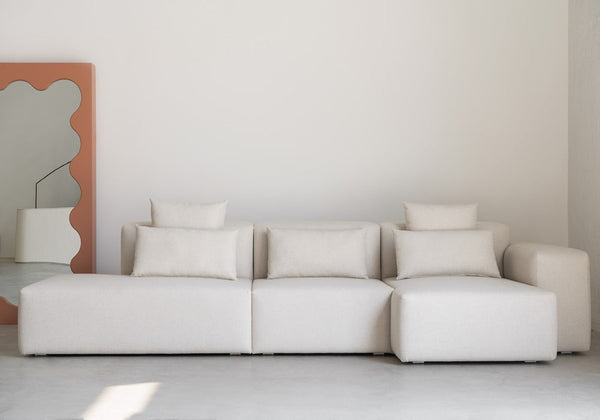 White L-shaped Lounge Sofa
