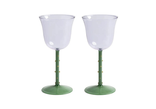 Wine glass dot purple set of 2 by &k Levering