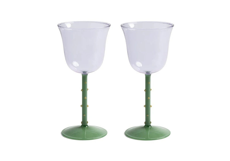 Wine glass dot purple set of 2 by &k Levering