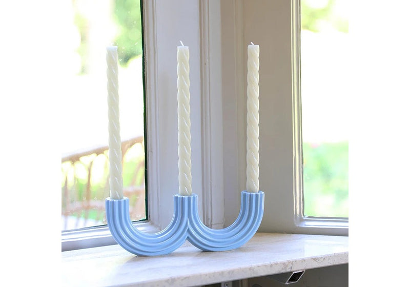 Candle Holder Churros - Light Blue by &k Levering