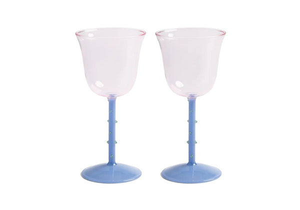 Wine glass dot pink set of 2 by &k Levering