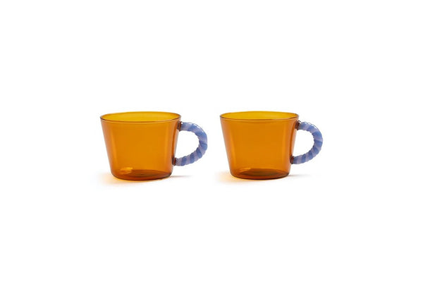 Glass duet amber set of 2 by &k Levering