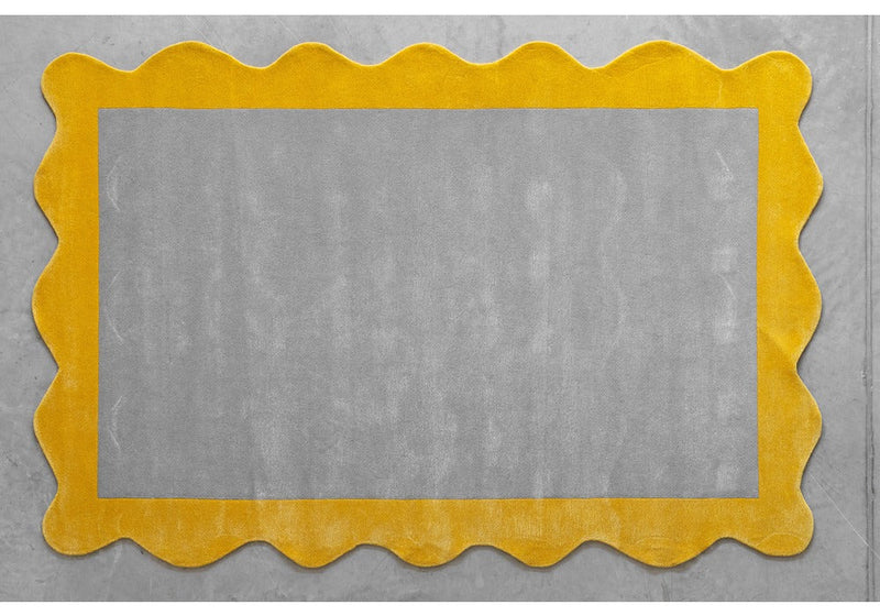 Gray and Yellow Curvy Rug