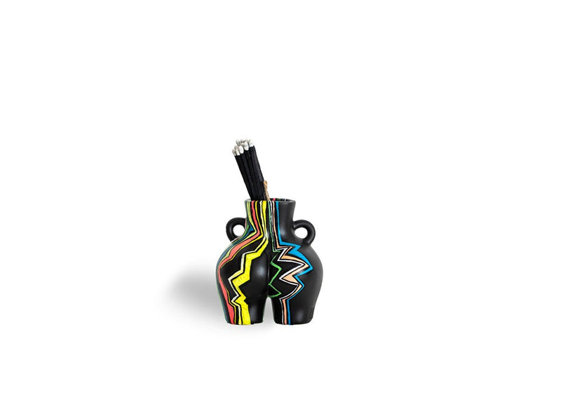 Sculpted Black Color Line Vase